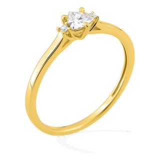 Anillo solitario de oro amarillo 9K con diamante de talla trillón acompañado 0,22 ct