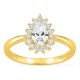 Anillo de oro amarillo 18K con diamantes creados 0,70 ct y centro talla pera 0,50 ct