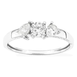 Anel em ouro branco 9K com diamantes criados 0,55 ct de formas combinadas