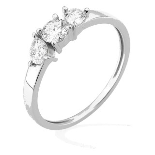 Anillo de oro blanco 9K con diamantes creados 0,55 ct de formas combinadas