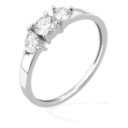 Anel em ouro branco 9K com diamantes criados 0,55 ct de formas combinadas