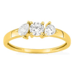 Anel em ouro amarelo 9K com diamantes criados 0,55 ct de formas combinadas