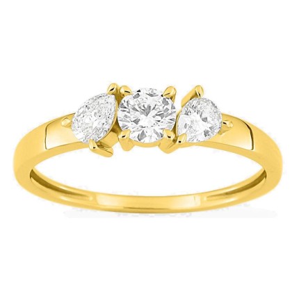Anel em ouro amarelo 9K com diamantes criados 0,55 ct de formas combinadas
