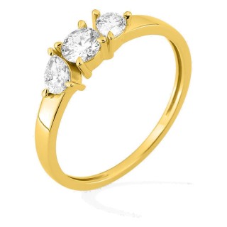 Anel em ouro amarelo 9K com diamantes criados 0,55 ct de formas combinadas