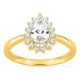 Anel em ouro amarelo 18K com diamantes criados 0,89 ct e centro lapidação pera 0,70 ct