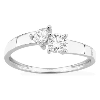 Anel em ouro branco 9K com diamantes criados 0,40 ct de formas combinadas