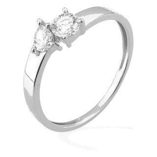 Anel em ouro branco 9K com diamantes criados 0,40 ct de formas combinadas