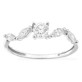 Anillo de oro blanco 9K con diamantes creados 0,50 ct en tallas variadas