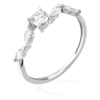 Anel em ouro branco 9K com diamantes criados 0,50 ct em lapidações variadas