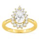 Anel em ouro amarelo 18K com diamantes criados 1,39 ct e centro lapidação pera 1,00 ct