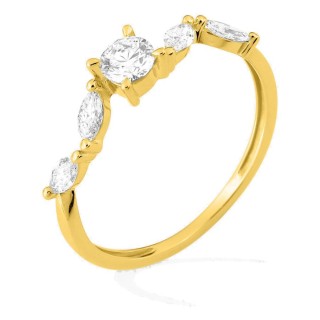 Anillo de oro amarillo 9K con diamantes creados 0,50 ct en tallas variadas