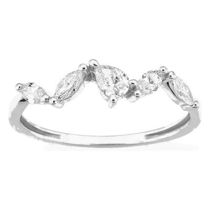 Anillo de oro blanco 9K con diamantes creados 0,40 ct en tallas variadas