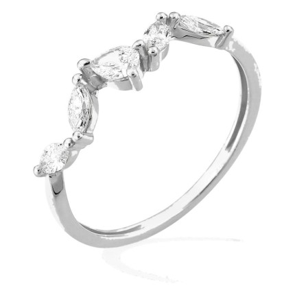 Anel em ouro branco 9K com diamantes criados 0,40 ct em lapidações variadas