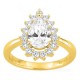 Anel em ouro amarelo 18K com diamantes criados 2,00 ct e centro lapidação pera 1,50 ct