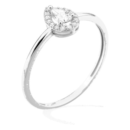 Anillo de plata de ley 925 rodiada con circonita 5x3 mm y halo
