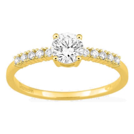 Anel solitário acompanhado em ouro amarelo 18K com diamantes criados 0,63 ct