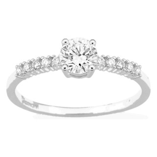 Anel solitário acompanhado em ouro branco 18K com diamantes criados 0,63 ct