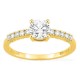 Anel solitário acompanhado em ouro amarelo 18K com diamantes criados 0,85 ct