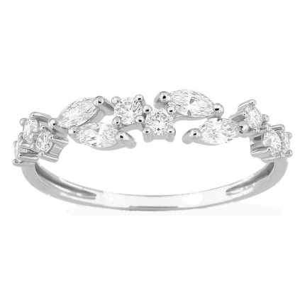 Anel em ouro branco 9K com diamantes criados 0,47 ct em lapidações variadas