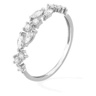 Anel em ouro branco 9K com diamantes criados 0,47 ct em lapidações variadas