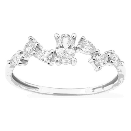 Anillo de oro blanco 9K con diamantes creados 0,50 ct en tallas variadas