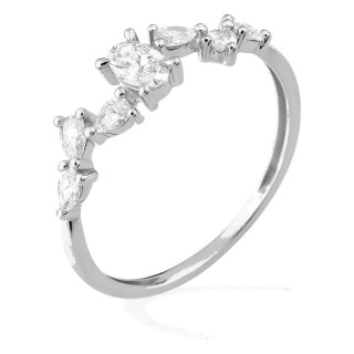 Anillo de oro blanco 9K con diamantes creados 0,50 ct en tallas variadas