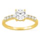 Anillo solitario acompañado de oro amarillo 18K con diamantes creados 1,21 ct