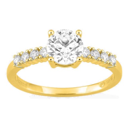 Anel solitário acompanhado em ouro amarelo 18K com diamantes criados 1,21 ct