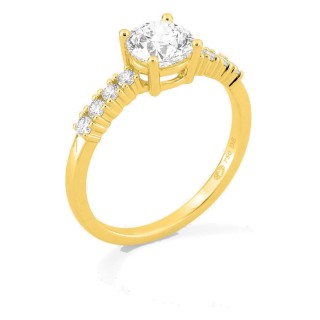 Anel solitário acompanhado em ouro amarelo 18K com diamantes criados 1,21 ct