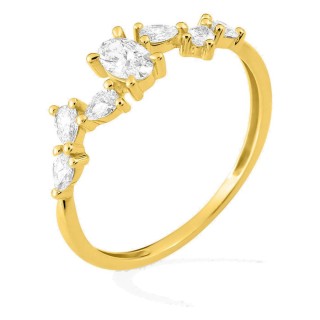 Anillo de oro amarillo 9K con diamantes creados 0,50 ct en tallas variadas