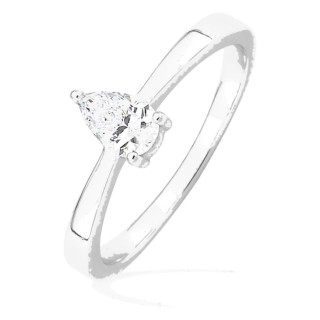 Anillo de plata de ley 925 rodiada con circonita talla pera