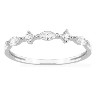 Anel em ouro branco 9K com diamantes criados 0,26 ct em lapidações variadas