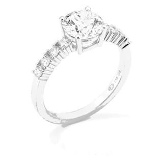 Anel solitário acompanhado em ouro branco 18K com diamantes criados 1,82 ct