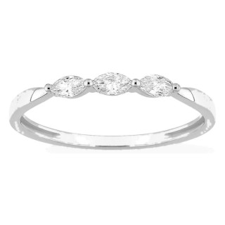 Anel em ouro branco 9K com 3 diamantes criados de lapidação marquise 0,19 ct