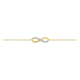 Pulsera infinito de oro amarillo 18K y rodio con circonitas