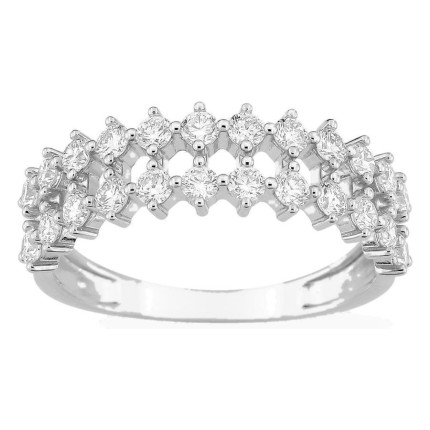 Anillo de oro blanco 9K con 24 diamantes creados 0,80 ct en dos hileras