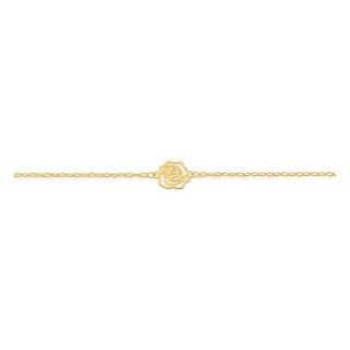 Pulsera de oro amarillo 18K con rosa calada