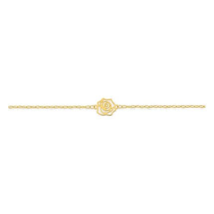 Pulseira em ouro amarelo 18K com rosa vazada