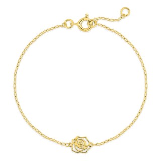 Pulseira em ouro amarelo 18K com rosa vazada