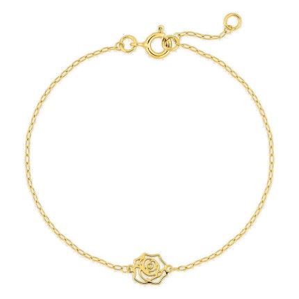 Pulseira em ouro amarelo 18K com rosa vazada