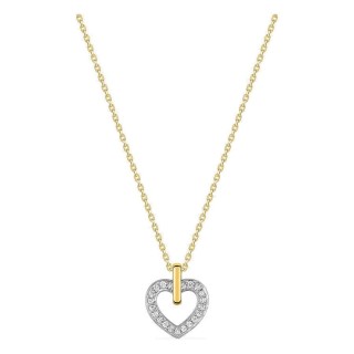 Colar coração em ouro amarelo 18K com zircónias e ródio