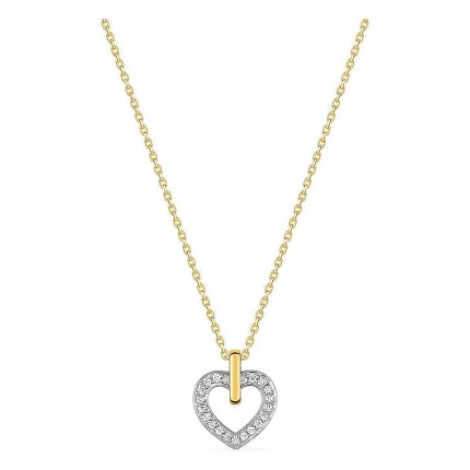 Collar corazón de oro amarillo 18K con circonitas y rodio