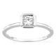 Anillo solitario de oro blanco 18K con diamante creado 0,30 ct en engaste fantasía