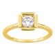 Anel solitário em ouro amarelo 18K com diamante criado 0,50 ct em cravação fantasia