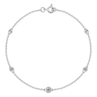 Pulsera de plata de ley 925 rodiada con 5 circonitas