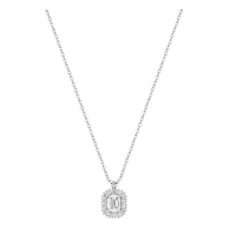 Colar em ouro branco 9K com pendente de 6x7 mm e diamantes criados 0,36 ct