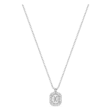 Colar em ouro branco 9K com pendente de 6x7 mm e diamantes criados 0,36 ct