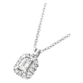Collar de oro blanco 9K con colgante de 6x7 mm y diamantes creados 0,36 ct