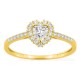 Anillo de oro amarillo 9K con diamantes creados 0,37 ct y centro talla corazón 0,19 ct en halo