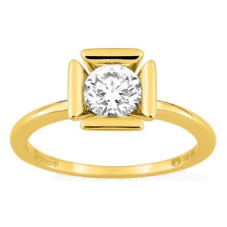 Anillo solitario de oro amarillo 18K con diamante creado 0,70 ct en engaste fantasía
